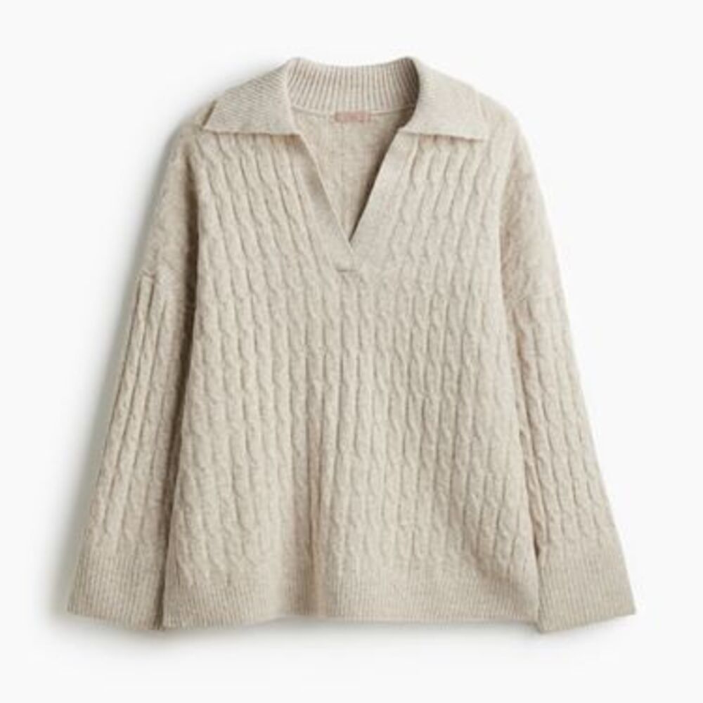 Cable-Knit Polo Sweater